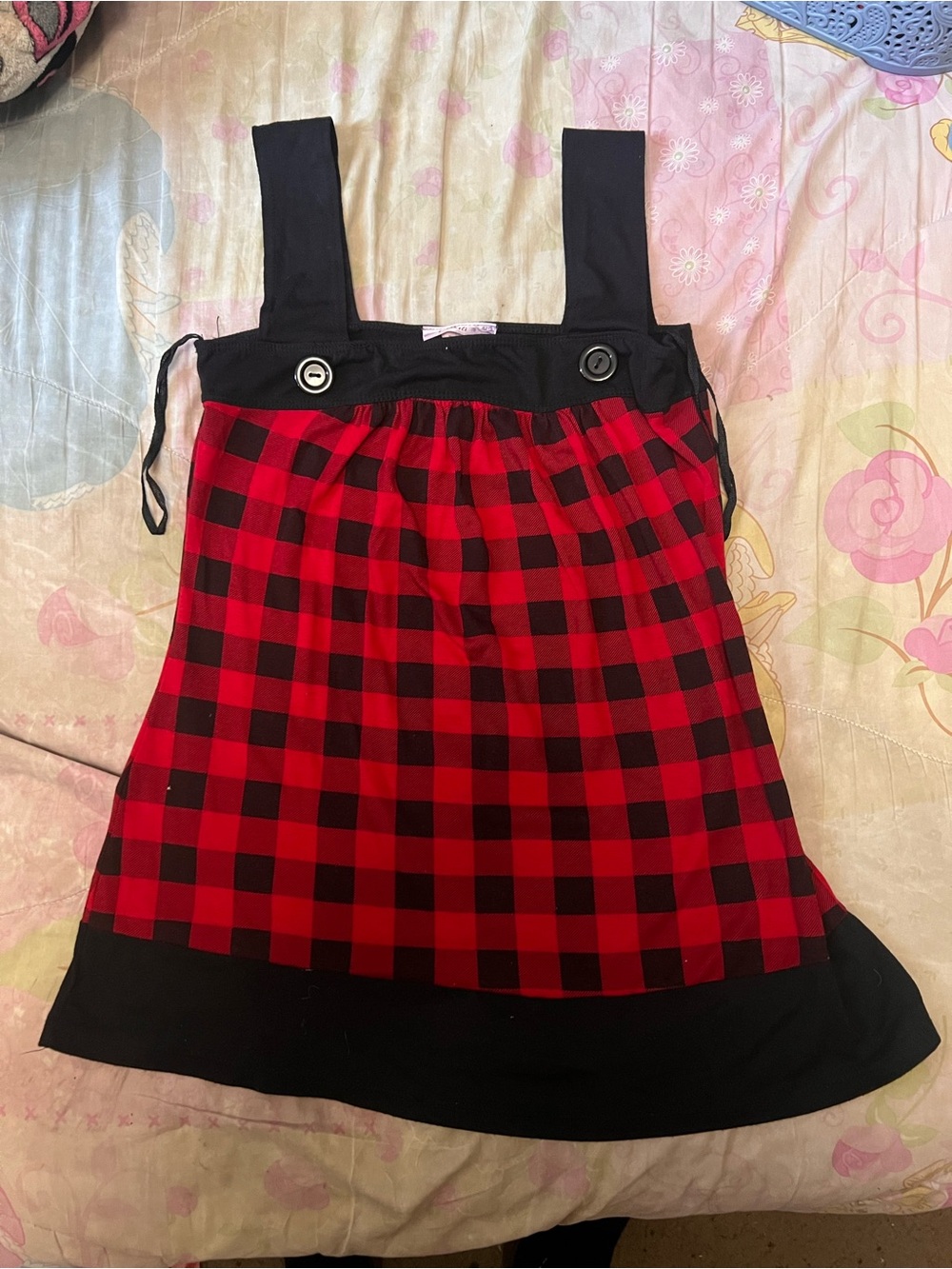 Women’s Red and Black Buffalo Plaid Sleeveless Blouse